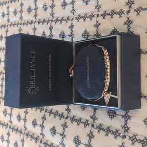 Brilliance Crystals from Swarovski Rose Gold Loved & Blessed Cross Wing Bracelet